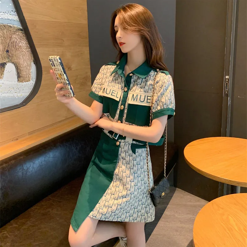 【Set】半袖ジャケット + スカート2点セット Z-6753