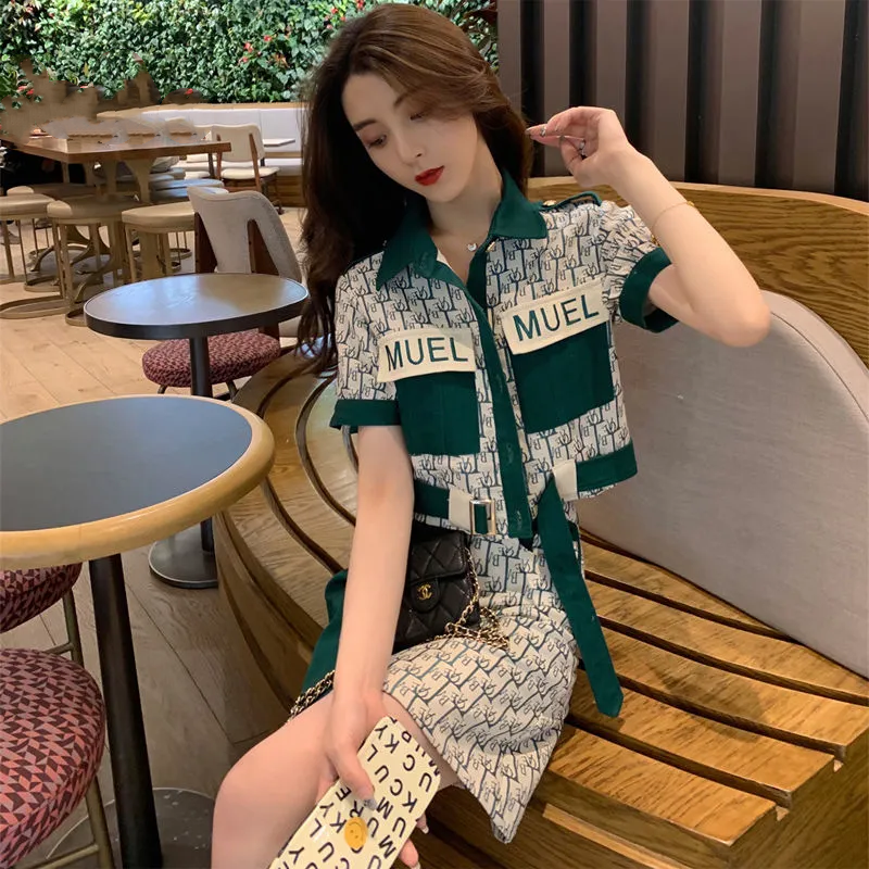 【Set】半袖ジャケット + スカート2点セット Z-6753