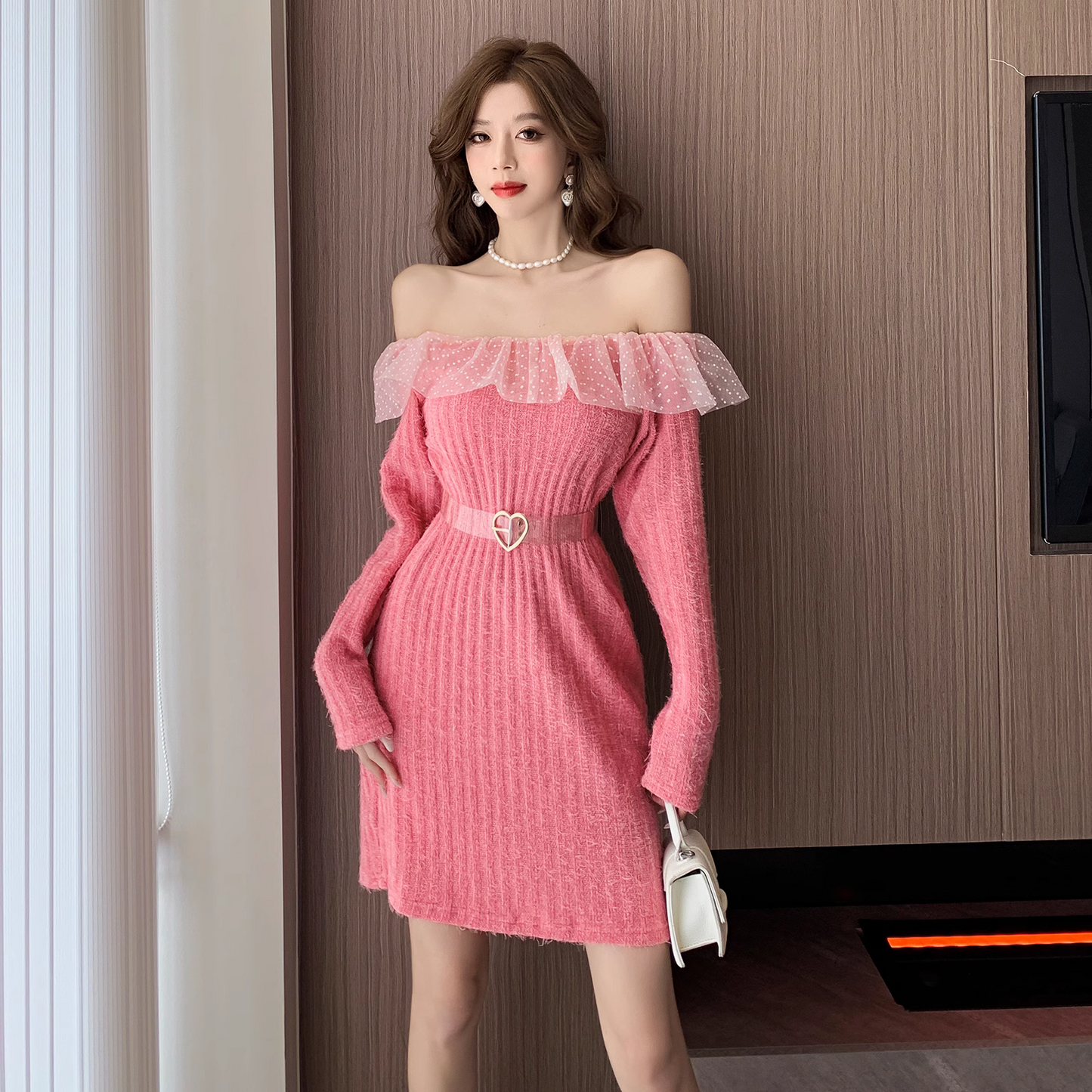 【Dress】オフショルダー春夏デートワンピース Z6789