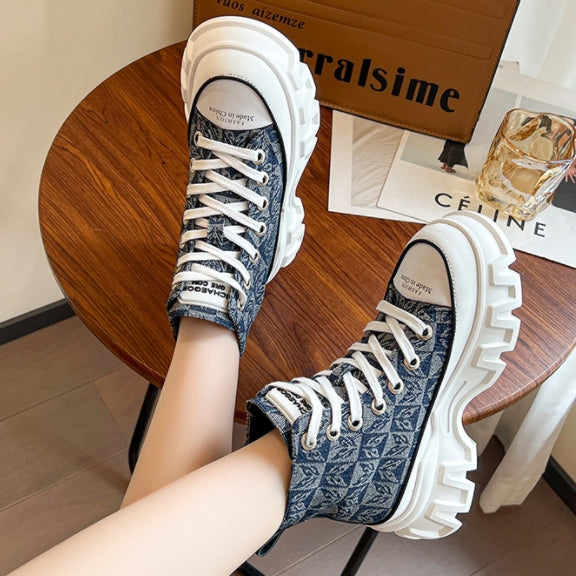 【Shoes】高見え効果ジャカード厚底スニーカー Z6799