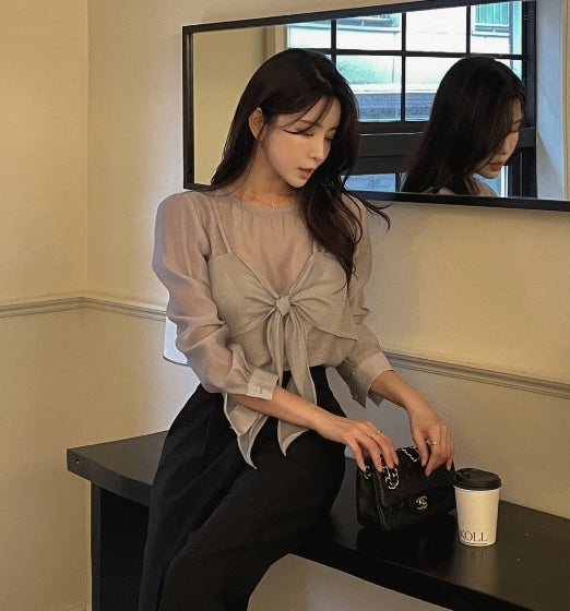 【Tops】透け感ブラウス W11064