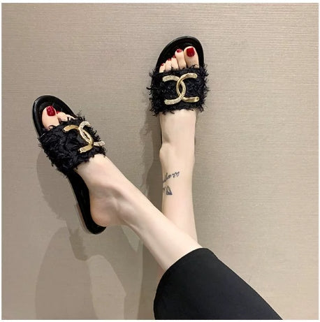 【Shoes】2色展開タッセルスリッパ W11093