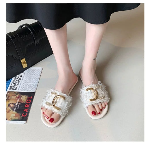【Shoes】2色展開タッセルスリッパ W11093