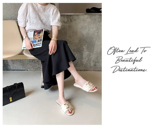 【Shoes】2色展開タッセルスリッパ W11093