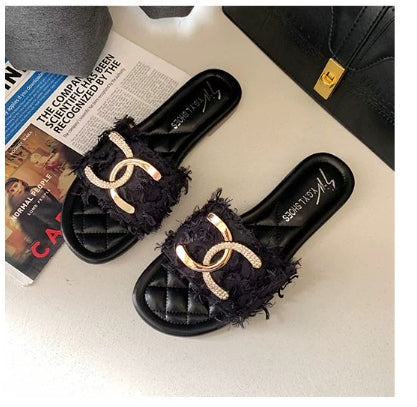 【Shoes】2色展開タッセルスリッパ W11093