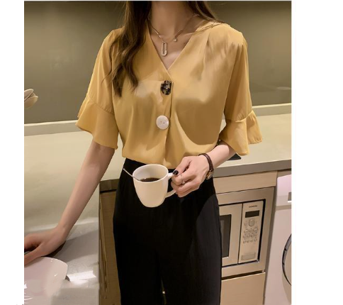 【Tops】vネックシャツ W11516
