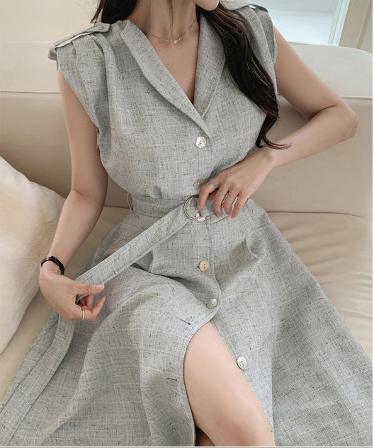 【Dress】ノースリーブシャツワンピース W11796