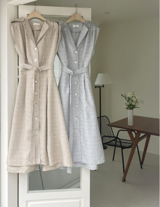 【Dress】ノースリーブシャツワンピース W11796