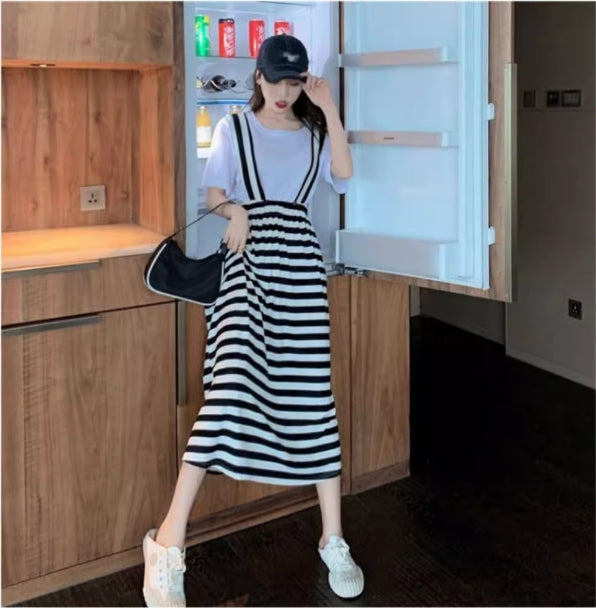 【Set】tシャツ+サロペットスカート2点セット W12530