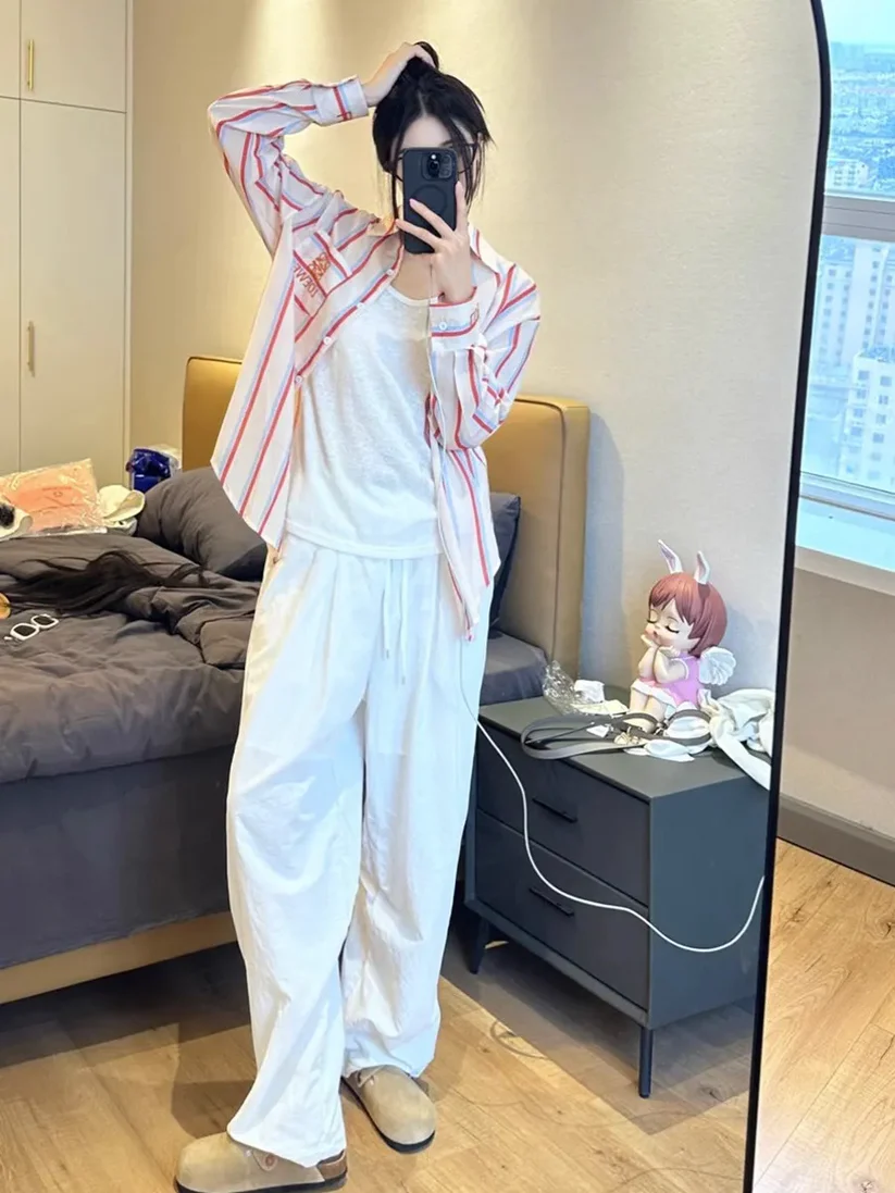 【Tops】ボーダー柄春夏シャツ Z6981