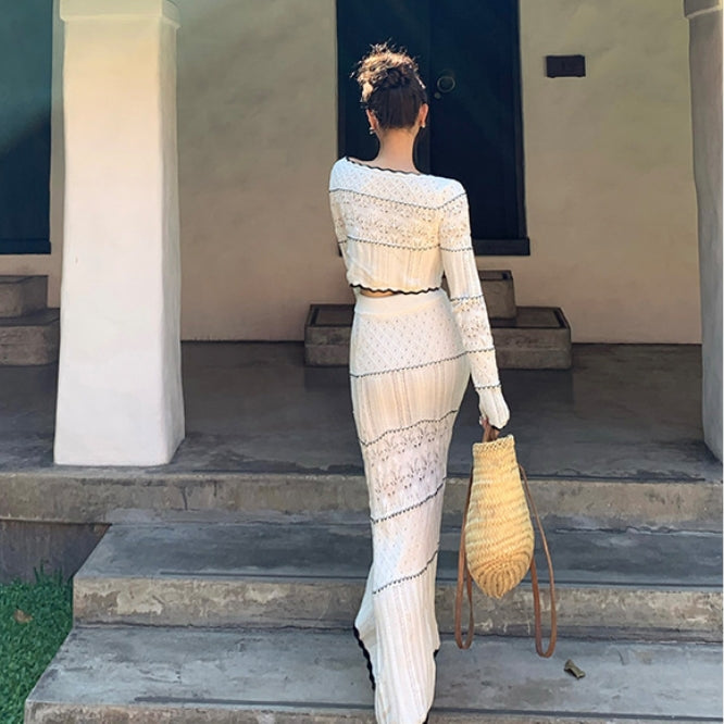 【Set】カーデ + ロングスカート 2点セット Z7052