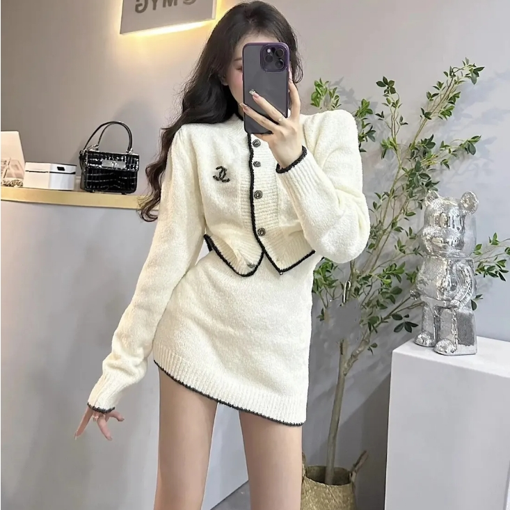 【Set】カーデ + スカート2点セット Z7053