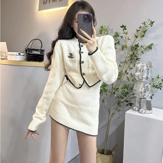 【Set】カーデ + スカート2点セット Z7053