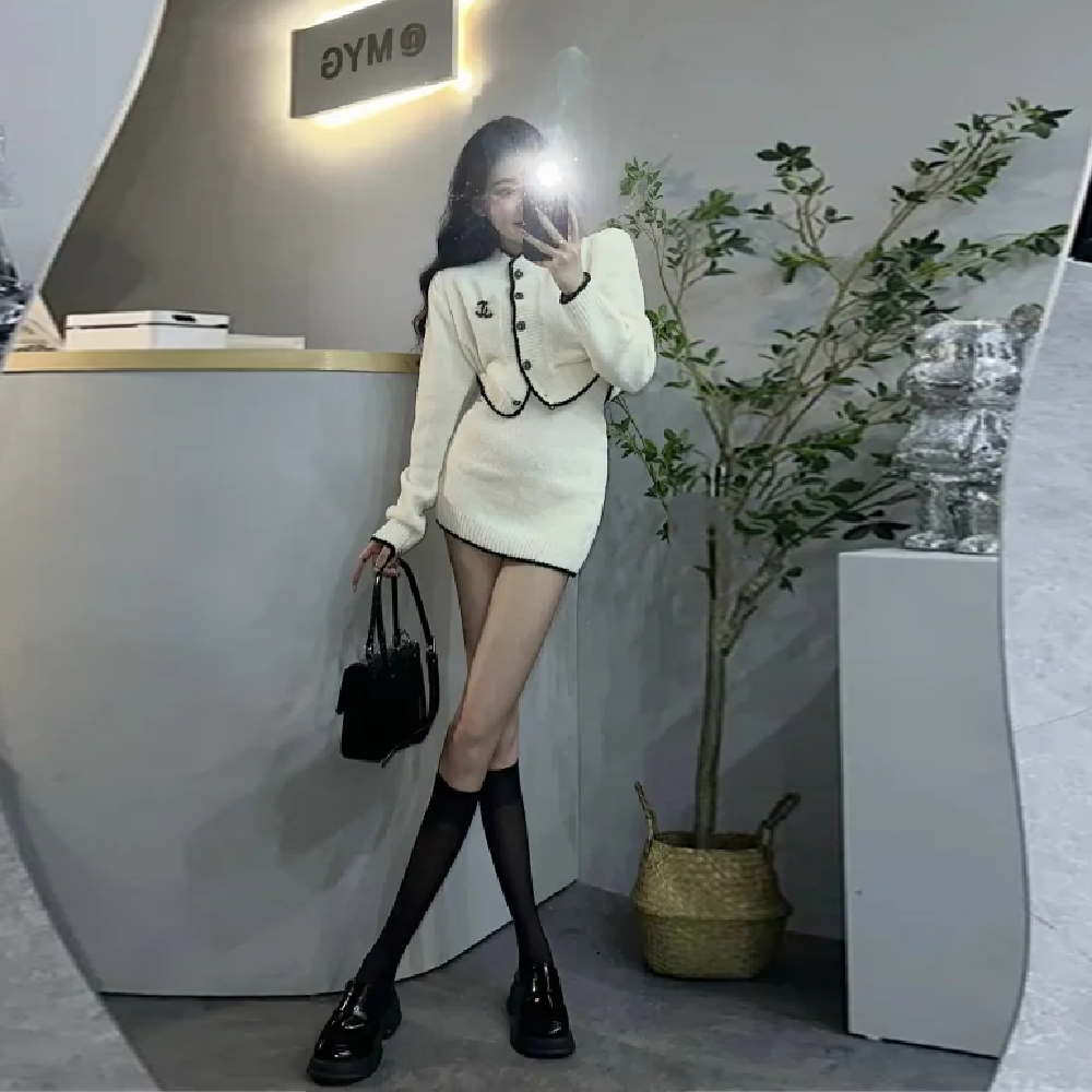 【Set】カーデ + スカート2点セット Z7053