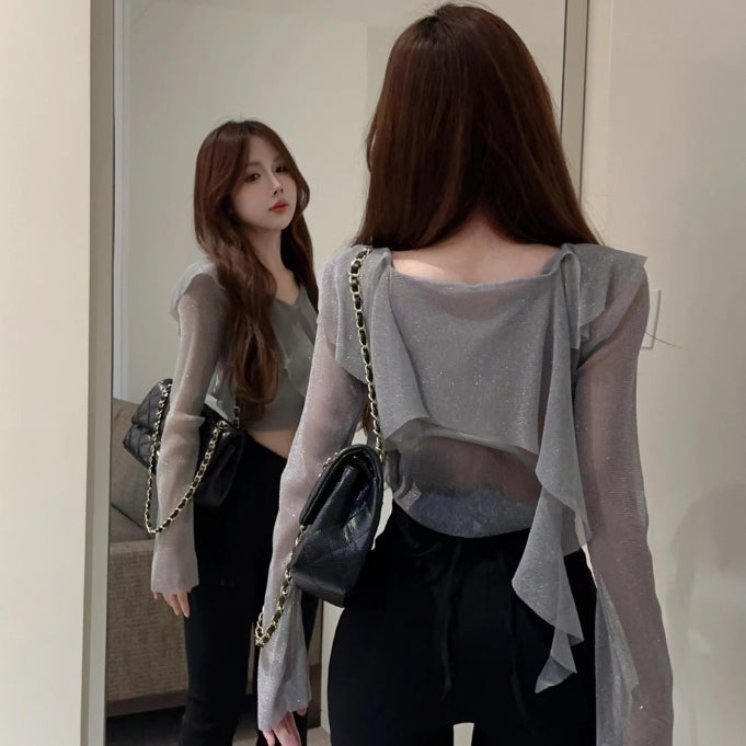 【Tops】チュールブラウス Z7060