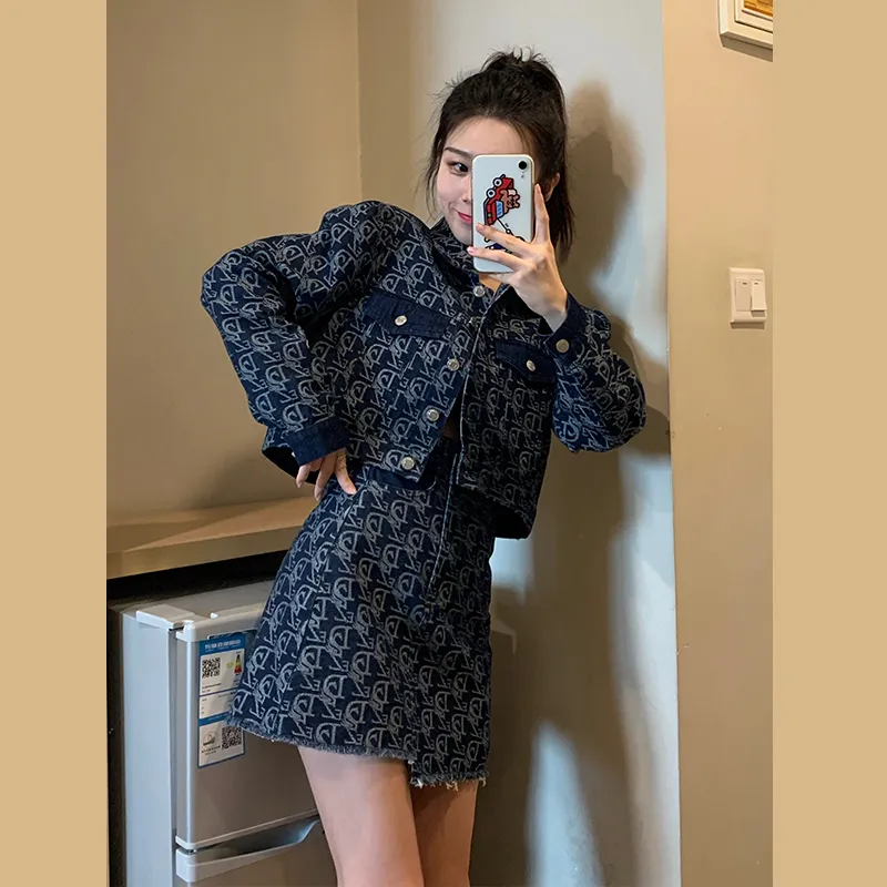 【Set】デニム2点セット ジャケット + スカート Z7070