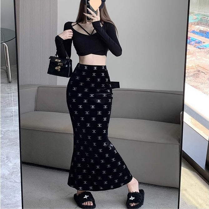 【Bottoms】ベルベットスカート Z7081