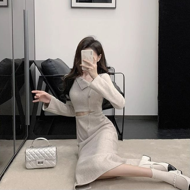 【Dress】透かし彫りワンピース Z7094