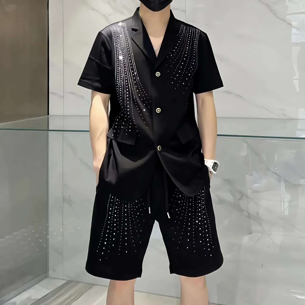 【Mens】シャツ + ショートパンツ メンズセット Z7138