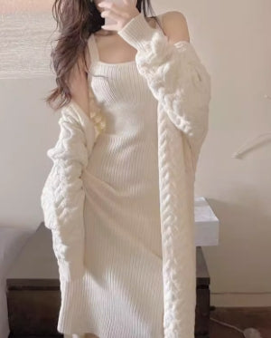 【Set】カーディガン×キャミワンピースセット W13374