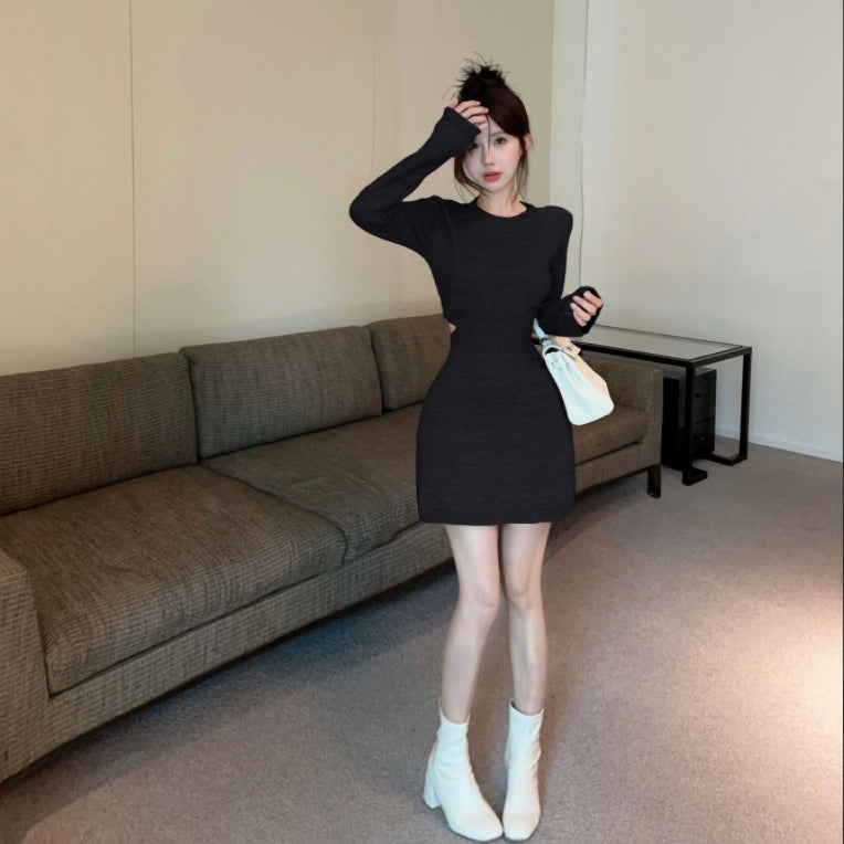【Dress】透かし彫りニットワンピース Z7236