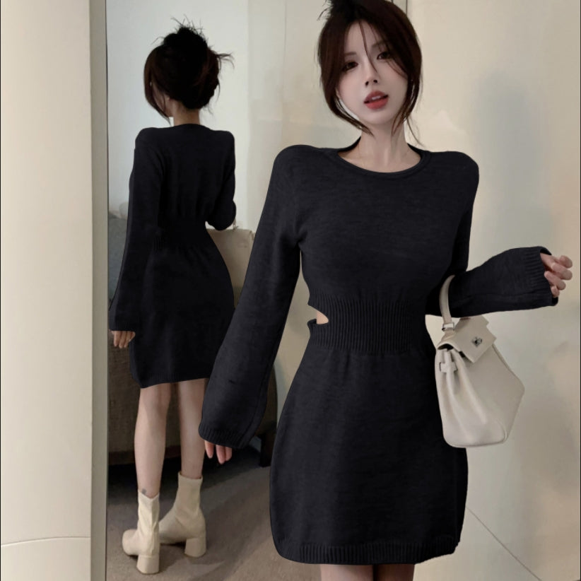 【Dress】透かし彫りニットワンピース Z7236
