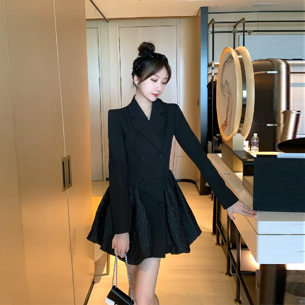 【Dress】スーツワンピース黒 Z7246