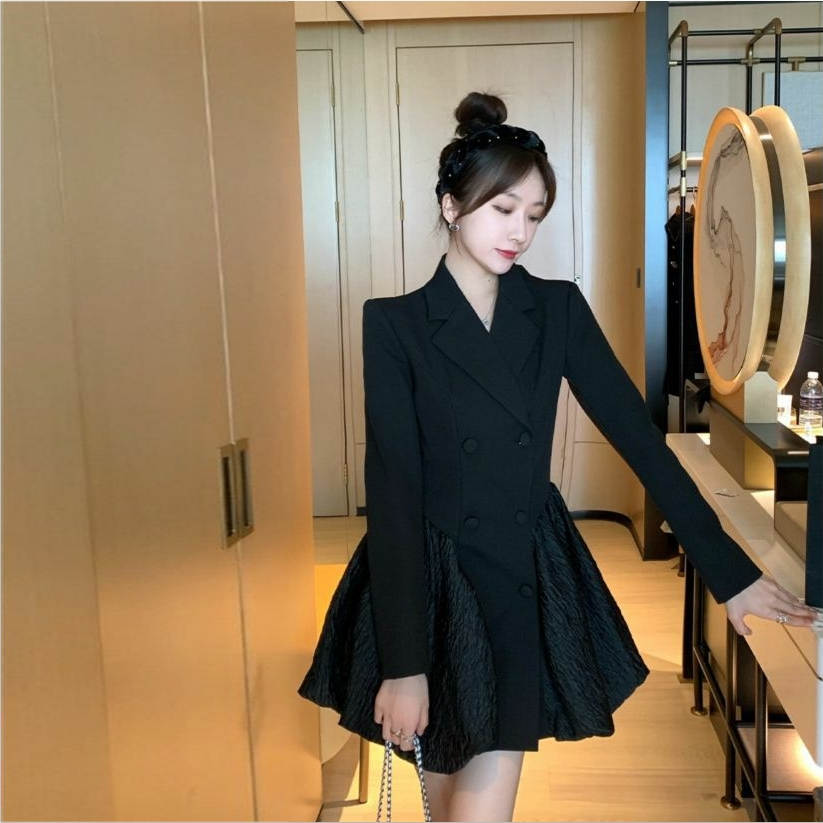 【Dress】スーツワンピース黒 Z7246