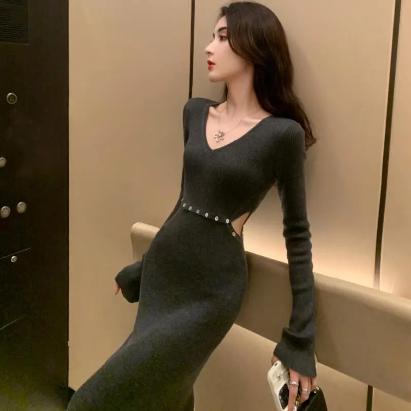 【Dress】ウエスト透かし彫りワンピース Z7249