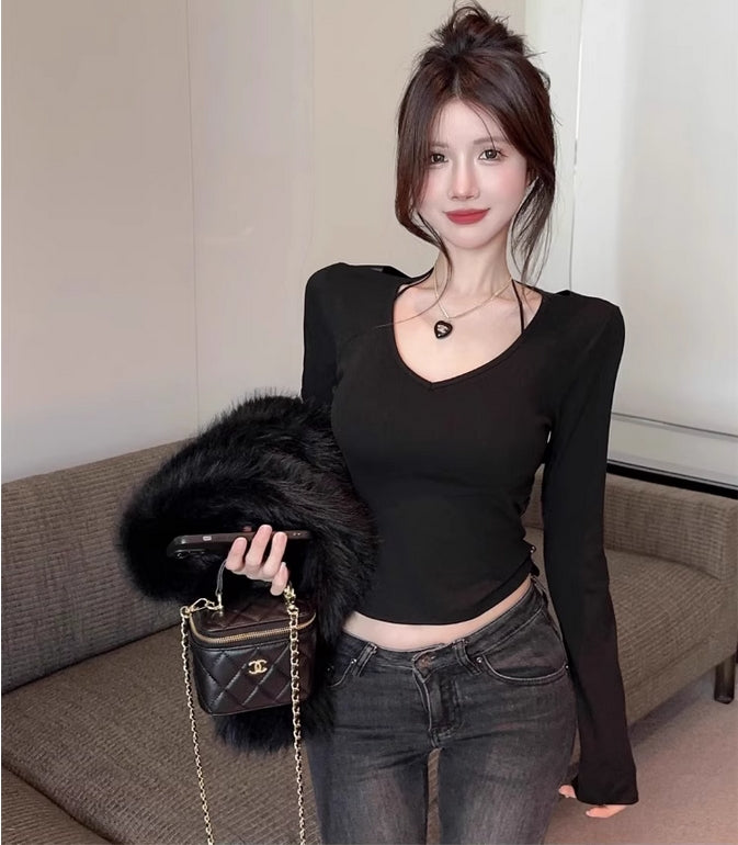 【Tops】レース切替カットソー2色 Z7270