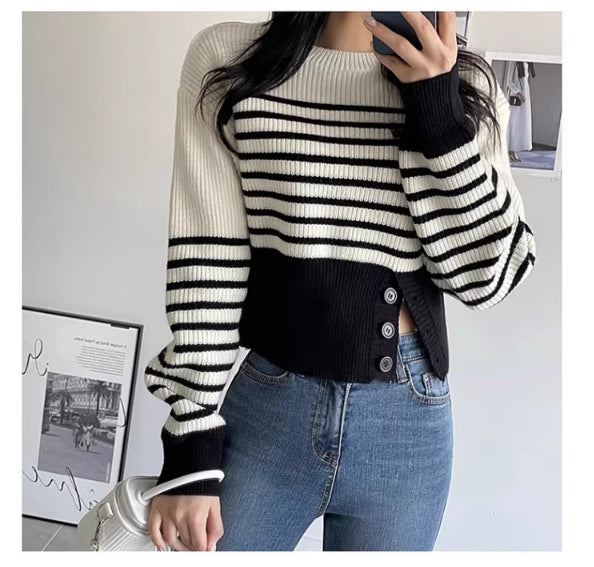 【Tops】配色セーター W13485