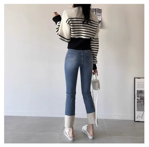 【Tops】配色セーター W13485