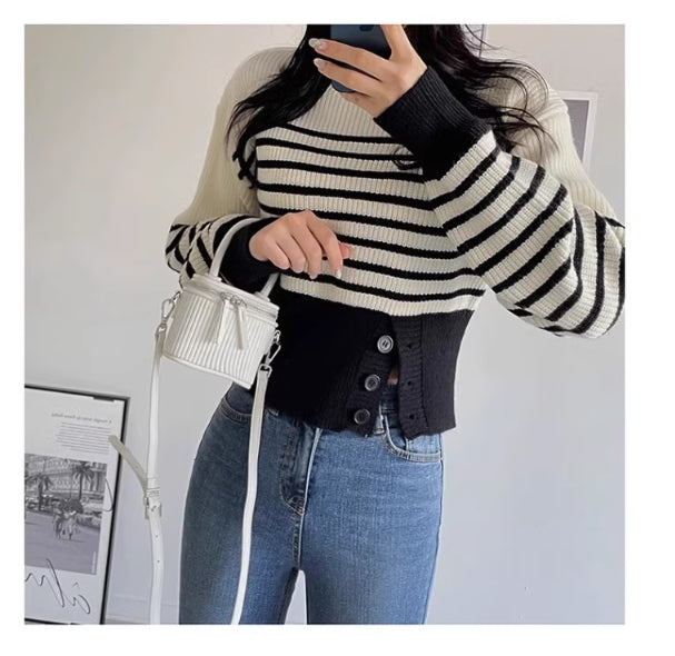 【Tops】配色セーター W13485