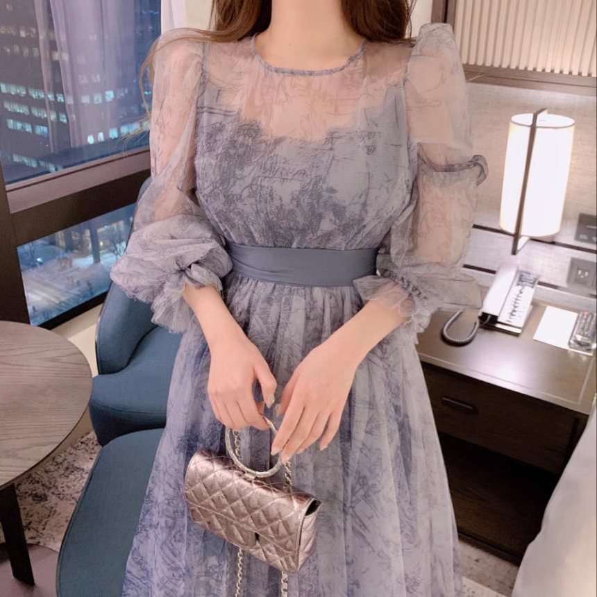 【Dress】フェミニン春秋チュールワンピース Z7335