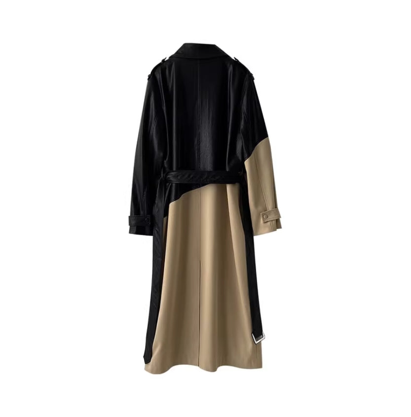 【Outer】PU切り替えトレンチコート W13556