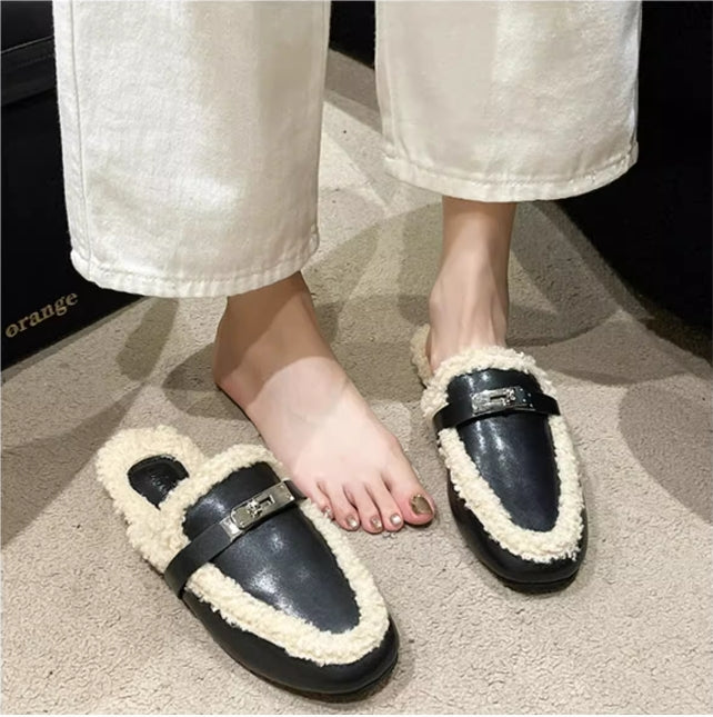 【Shoes】ラムウールデザインスリッパ W13605