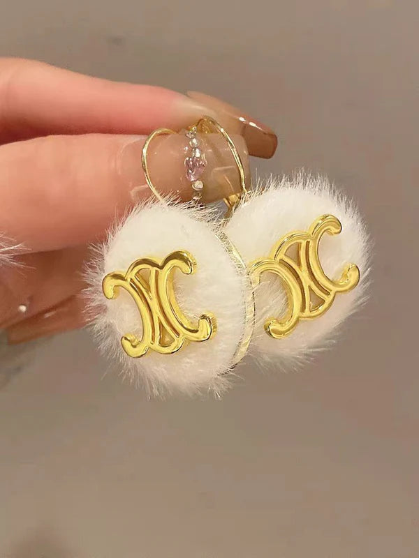 【雑貨】ファーイヤリングアクセサリー W14073