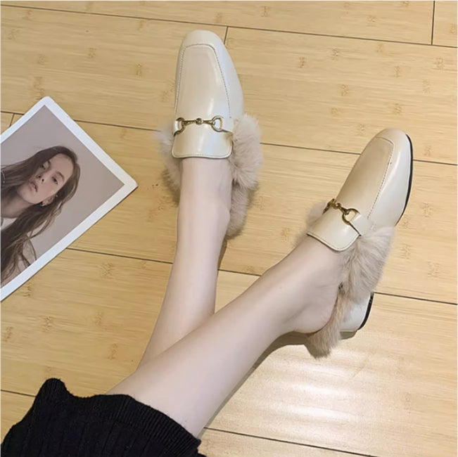 【Shoes】ファーデザインスリッパ W13620