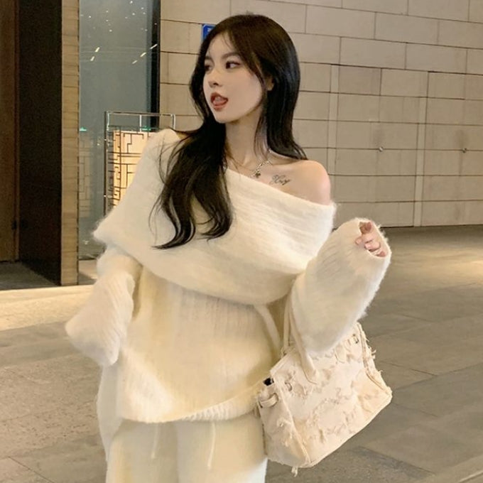 【Set】ワンショルダーニット +パンツ 2点セット  Z7478