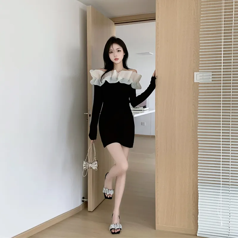 【Dress】チュール切替ワンピース Z7538