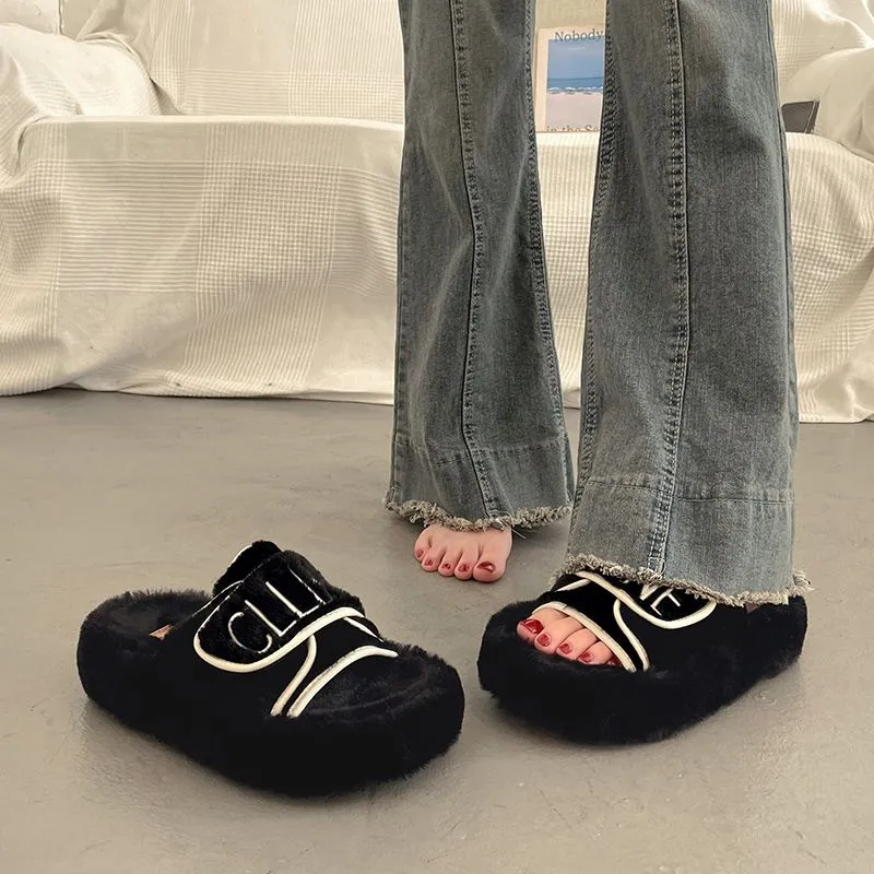 【Shoes】配色ファースリッパ Z7542