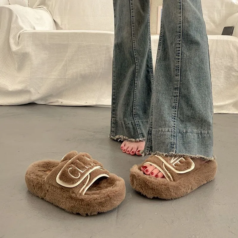 【Shoes】配色ファースリッパ Z7542