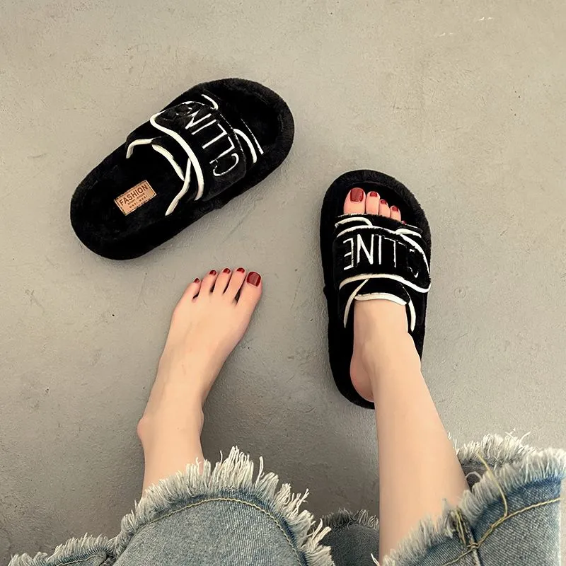 【Shoes】配色ファースリッパ Z7542