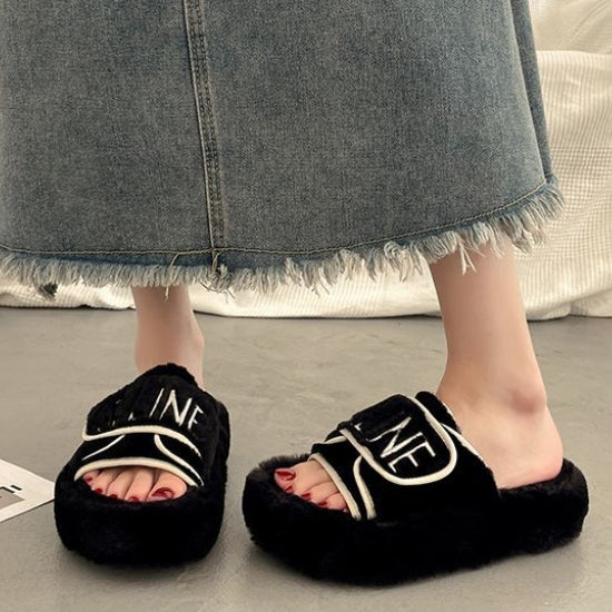【Shoes】配色ファースリッパ Z7542
