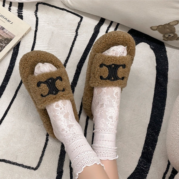 【Shoes】人気ラムウールスリッパ3色 Z7543
