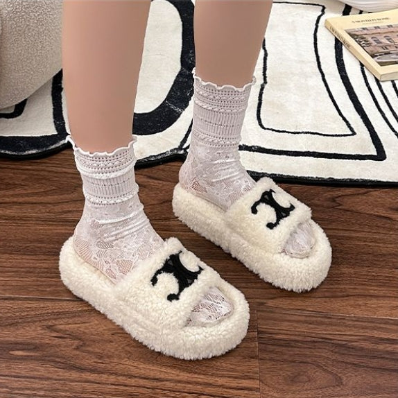 【Shoes】人気ラムウールスリッパ3色 Z7543