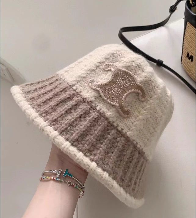 【雑貨】切り替えデザインニットサファリハット W13887