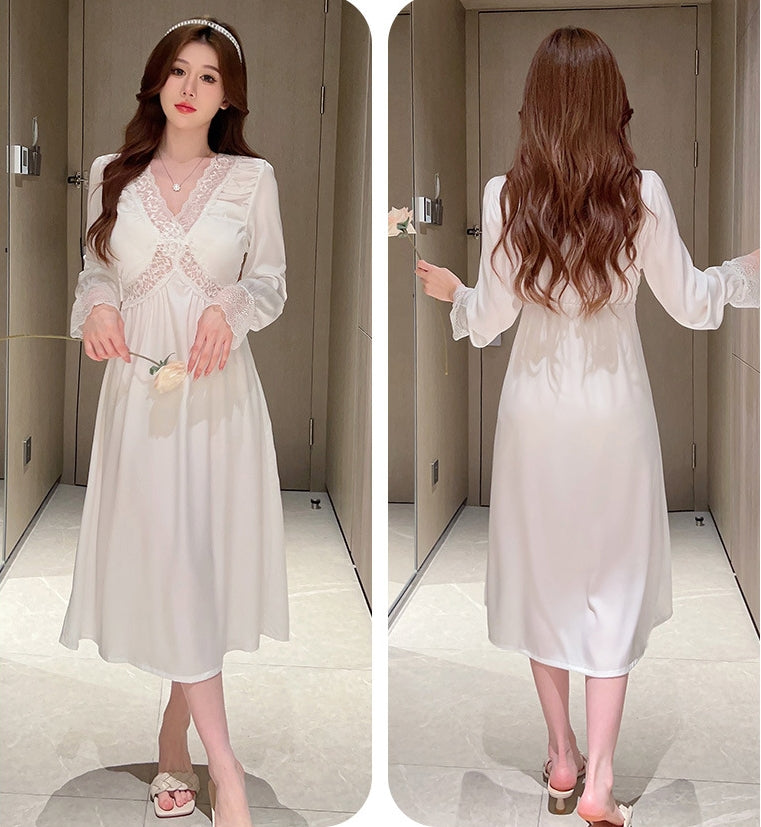 【Roomwear】レース切替ルームワンピース Z7591