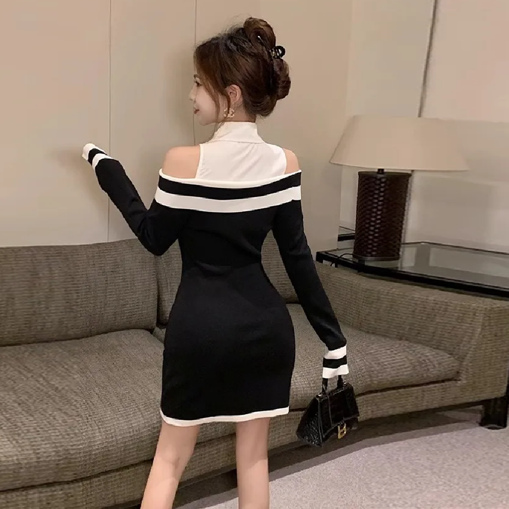 【Dress】フェイクレイヤードワンピース Z7613