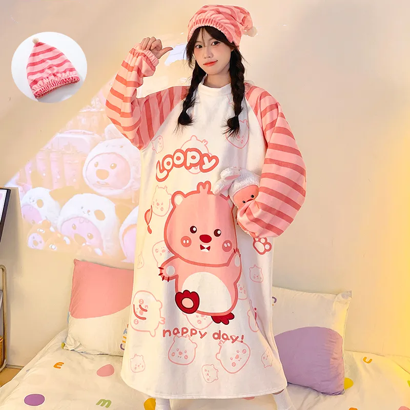 【Roomwear】もこもこルームワンピース Z7640